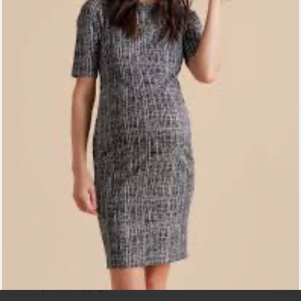 A Pea in the Pod Black and White Stretchy Maternity Dress